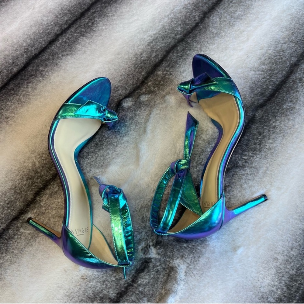 Alexandre Birman Clarita 85 mm Ocean Holographic Iridescent Sandal Heels - Picture 6 of 10